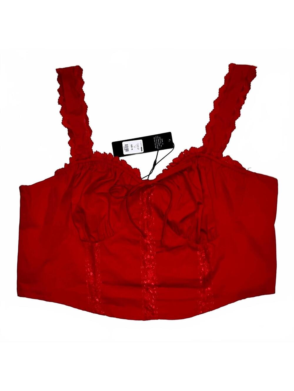 Fashion Nova Red Crop Top with Lace Detail Size 1X